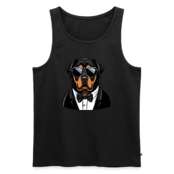 Rottweiler tragen Pilotenhosen - Männer Premium Bio Tank Top - Schwarz - Vorne - Michal (187cm)