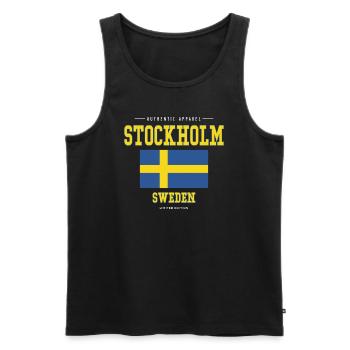 Stockholm - Men's Premium Organic Tank Top - black - Front - Michal (187cm)