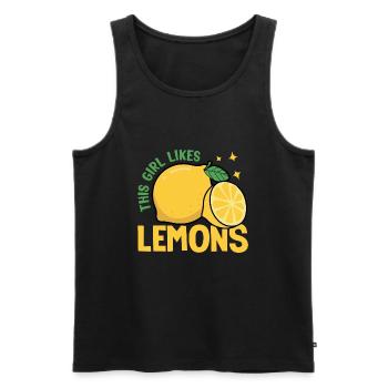 Girl Likes Citrons Fruits Limonade d'été - Débardeur bio Premium Homme - noir - Devant - Michal (187cm)