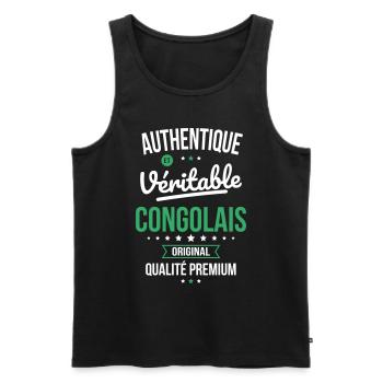 Authentique et véritable Congolais - Original - Débardeur bio Premium Homme - noir - Devant - AI Model Male 178 light (178cm)