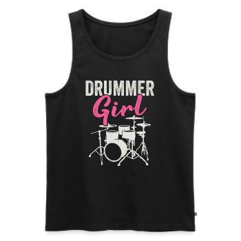 Vintage Drummer Girl Drum Set Musicien - Débardeur bio Premium Homme - noir - Devant - Michal (187cm)