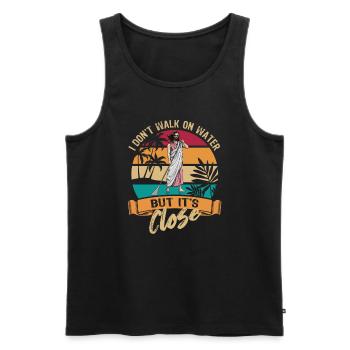 I don t walk on water but it s close - Jesus - SUP - Männer Premium Bio Tank Top - Schwarz - Vorne - Michal (187cm)