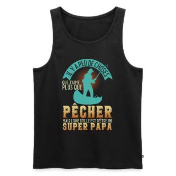 Pêcher drôle - pêcheur drôle - fete des pères - Débardeur bio Premium Homme - noir - Devant - Michal (187cm)