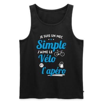 Je suis un mec simple j'aime le vélo et l'apéro - Débardeur bio Premium Homme - noir - Devant - Michal (187cm)