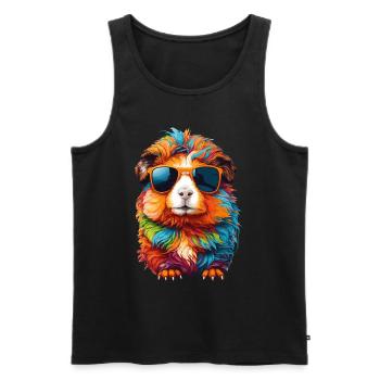 Guinea Pig: Cute with Sunglasses - Men's Premium Organic Tank Top - black - Front - Michal (187cm)