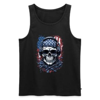 American Skull Flag Sunglasses Style - Men's Premium Organic Tank Top - black - Front - Michal (187cm)