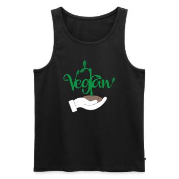 Vegan Plant Design for Proud Vegans - Men's Premium Organic Tank Top - black - Front - Michal (187cm)
