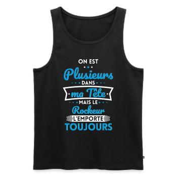 Plusieurs dans tête le Rockeur l'emporte toujours - Débardeur bio Premium Homme - noir - Devant - Michal (187cm)