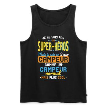 Not a Superhero but a Super Camper - Men's Premium Organic Tank Top - black - Front - Michal (187cm)