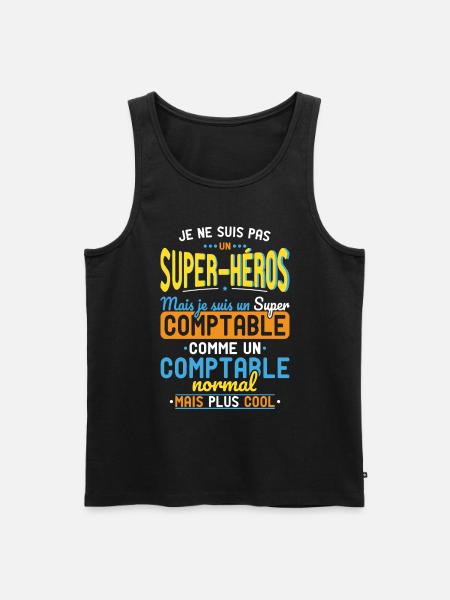Pas un Super-Héros mais un super Comptable - Débardeur bio Premium Homme - noir