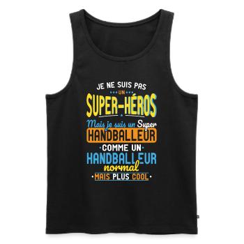 Not a Superhero but a Super Handball Player - Men's Premium Organic Tank Top - black - Front - Michal (187cm)