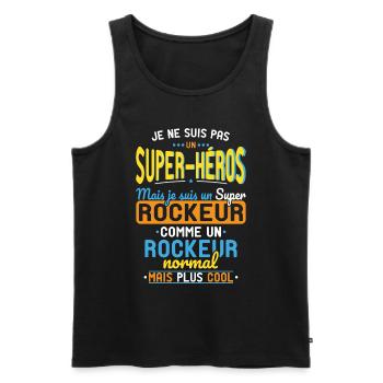 Not a Superhero but a Super Rocker - Men's Premium Organic Tank Top - black - Front - AI Model Male 178 light (178cm)
