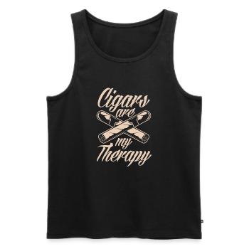Zigarren Meine Therapie Zigarrenraucher Geschenk - Männer Premium Bio Tank Top - Schwarz - Vorne - AI Model Male 178 light (178cm)