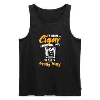 Funny Cigar Smoking Cigar Smoker Gift - Men's Premium Organic Tank Top - black - Front - AI Model Male 178 light (178cm)