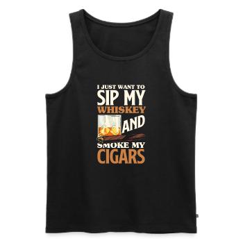 Zigarrenraucher Papa Zigarren Rauchen Geschenk - Männer Premium Bio Tank Top - Schwarz - Vorne - Michal (187cm)