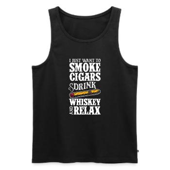 Zigarren Und Whiskey Zigarrenraucher Geschenk - Männer Premium Bio Tank Top - Schwarz - Vorne - AI Model Male 178 light (178cm)