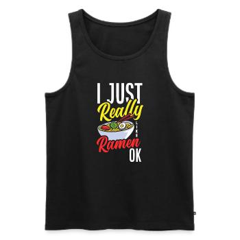 J’aime juste les ramen ok les ramen drôles - Débardeur bio Premium Homme - noir - Devant - Michal (187cm)