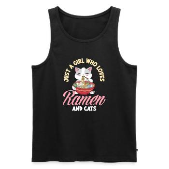 Nur Ein Mädchen Das Ramen und Katzen Liebt - Männer Premium Bio Tank Top - Schwarz - Vorne - Michal (187cm)