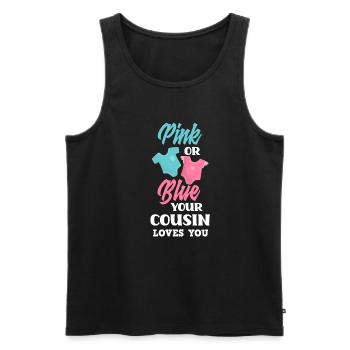 Le sexe rose ou bleu révèle baby party cousin - Débardeur bio Premium Homme - noir - Devant - AI Model Male 178 light (178cm)