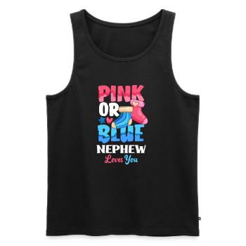 Le genre rose ou bleu révèle le neveu de Baby Party - Débardeur bio Premium Homme - noir - Devant - AI Model Male 178 light (178cm)