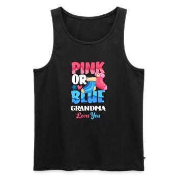 Pink Or Blue Gender Reveal Baby Party Oma - Männer Premium Bio Tank Top - Schwarz - Vorne - Michal (187cm)