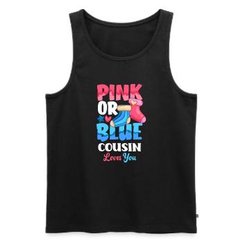 Pink Or Blue Gender Reveal Baby Party Cousin - Männer Premium Bio Tank Top - Schwarz - Vorne - Michal (187cm)