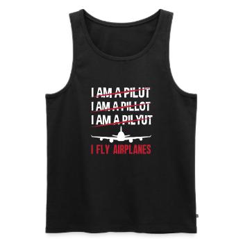 Flugzeug Luftfahrt Pilot Lustiges Piloten Geschenk - Männer Premium Bio Tank Top - Schwarz - Vorne - AI Model Male 178 light (178cm)