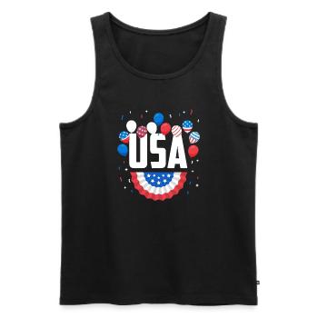 Amérique États-Unis Américain Américain - Débardeur bio Premium Homme - noir - Devant - AI Model Male 178 light (178cm)