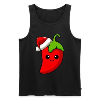Chilli Weihnachten Comic Xmas - Männer Premium Bio Tank Top - Schwarz - Vorne - AI Model Male 178 light (178cm)