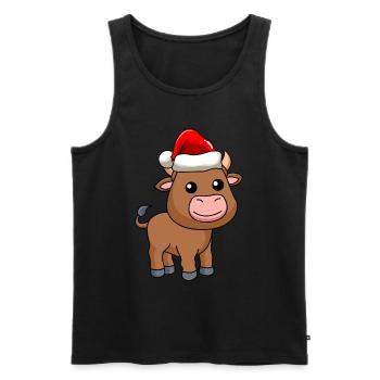 Stier Comic Weihnachten - Männer Premium Bio Tank Top - Schwarz - Vorne - AI Model Male 178 light (178cm)