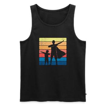 Papa Père Cadeau de la fête des pères - Débardeur bio Premium Homme - noir - Devant - Michal (187cm)
