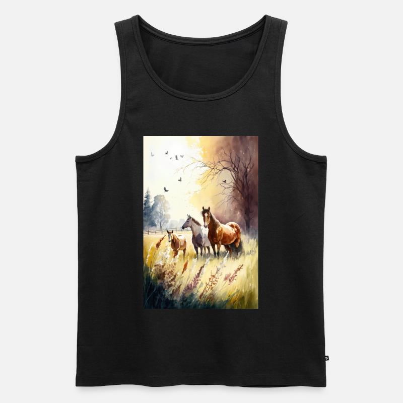 Pferde - Männer Premium Bio Tank Top - Schwarz