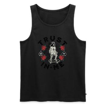 TRUST IN ME - Débardeur bio Premium Homme - noir - Devant - Michal (187cm)