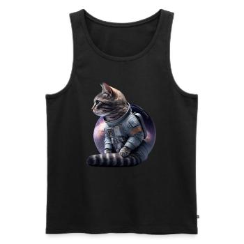 Chat de l’espace - Débardeur bio Premium Homme - noir - Devant - Michal (187cm)