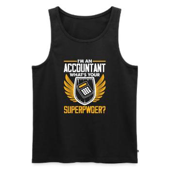 Drôle de cadeau comptable de conseiller fiscal - Débardeur bio Premium Homme - noir - Devant - Michal (187cm)
