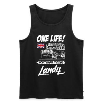 Dont Waste It Fixing Landy - Men's Premium Organic Tank Top - black - Front - Michal (187cm)