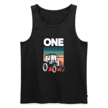 1st Birthday Tractor 1 Year Birthday Shirt - Men's Premium Organic Tank Top - black - Front - Michal (187cm)