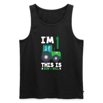 1st Birthday Tractor 1 Year Birthday Shirt - Men's Premium Organic Tank Top - black - Front - Michal (187cm)