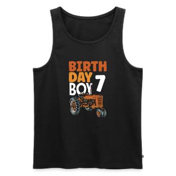 7th Birthday Tractor 7 Years Birthday Shirt - Men's Premium Organic Tank Top - black - Front - Michal (187cm)