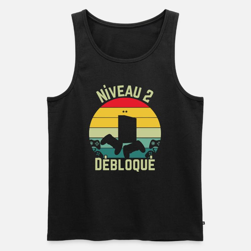 Level 2 freigeschaltet - Männer Premium Bio Tank Top - Schwarz
