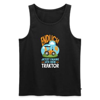 4th Birthday Tractor 4 Years Birthday Shirt - Men's Premium Organic Tank Top - black - Front - Michal (187cm)
