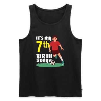 7. Geburtstag 7 Jahre Fußball Fußballspieler - Männer Premium Bio Tank Top - Schwarz - Vorne - AI Model Male 178 light (178cm)
