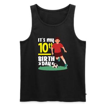 10e anniversaire 10 ans Football Joueur de football - Débardeur bio Premium Homme - noir - Devant - Michal (187cm)