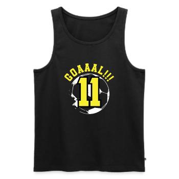 11e anniversaire 11 ans de football Joueur de football - Débardeur bio Premium Homme - noir - Devant - AI Model Male 178 light (178cm)
