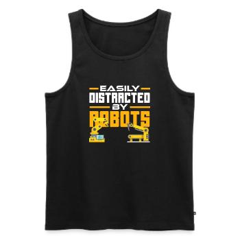 Programmeur de robots robotiques - Débardeur bio Premium Homme - noir - Devant - Michal (187cm)