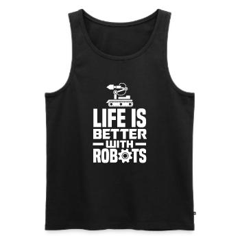 Programmeur de robots robotiques - Débardeur bio Premium Homme - noir - Devant - Michal (187cm)