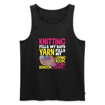 Funny Knitting Knitting Needle Gift - Men's Premium Organic Tank Top - black - Front - Michal (187cm)