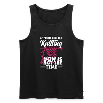 Funny Knitting Knitting Needle Gift - Men's Premium Organic Tank Top - black - Front - Michal (187cm)