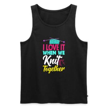Funny Knitting Knitting Needle Gift - Men's Premium Organic Tank Top - black - Front - Michal (187cm)