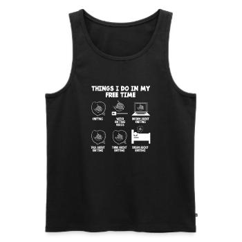 Funny Knitting Knitting Needle Gift - Men's Premium Organic Tank Top - black - Front - Michal (187cm)